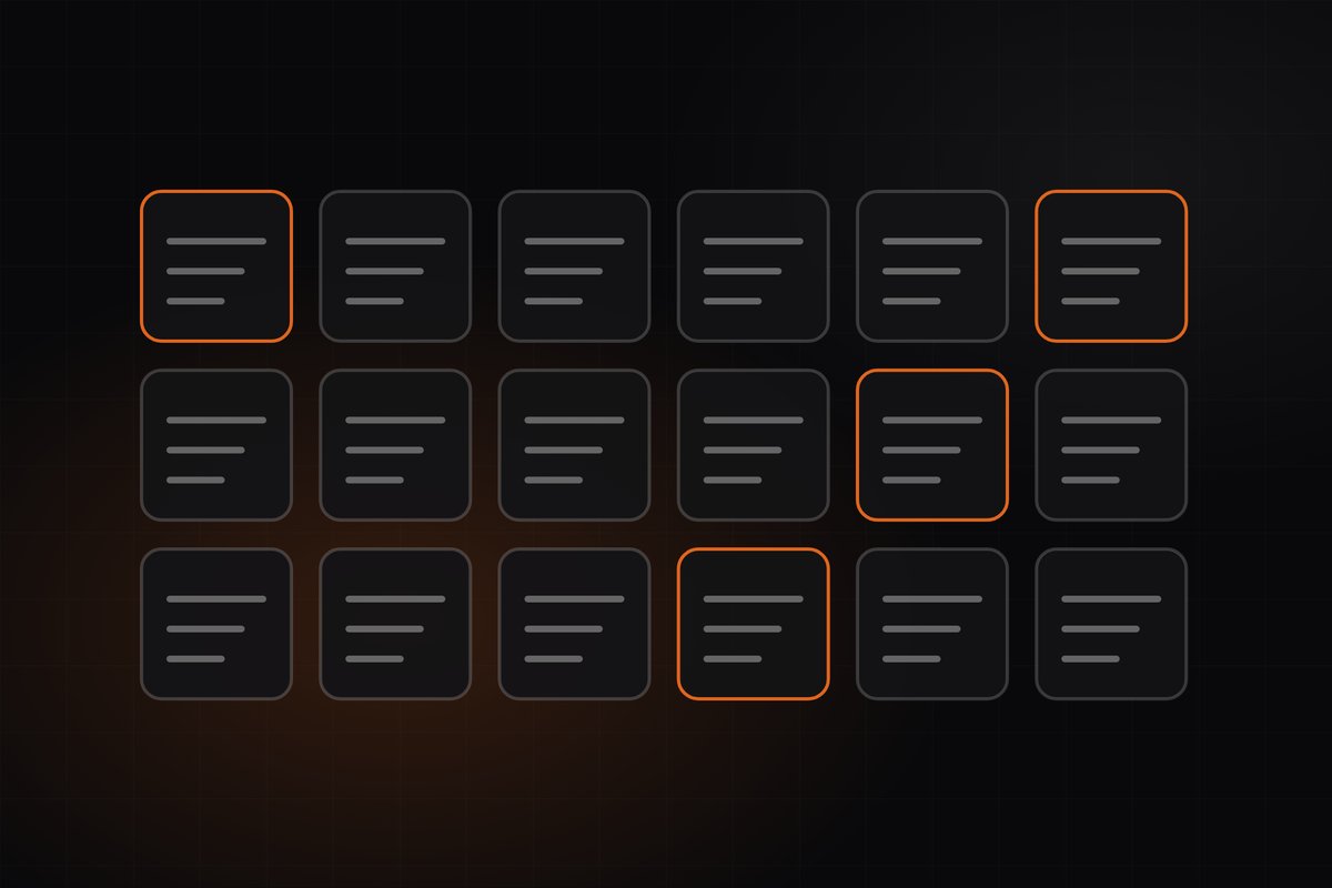 Illustration of a grid of note cards