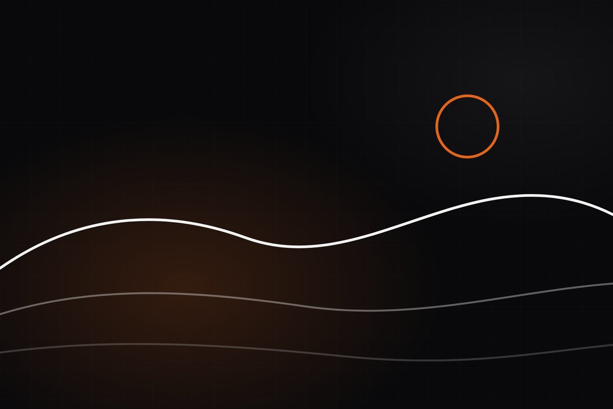 Illustration of rolling hills and a low sun
