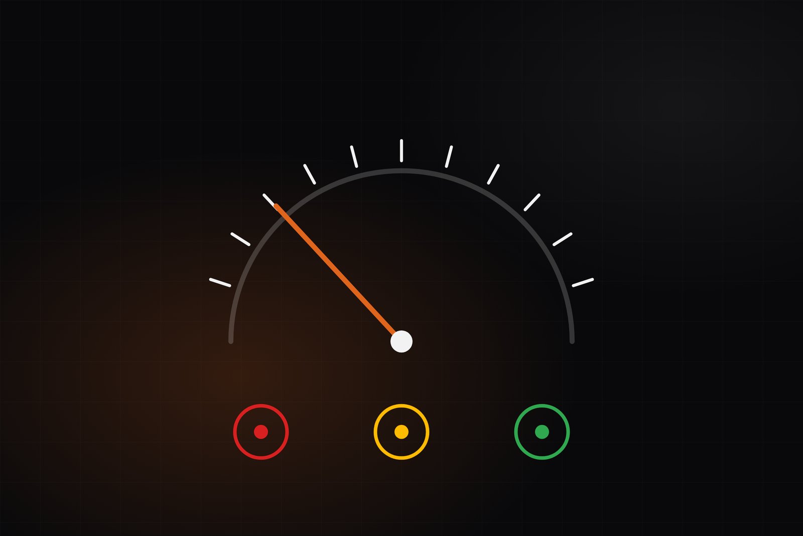 Illustration of a dial with red, amber and green warning lights